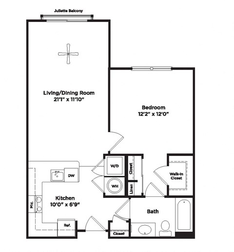 1 bed 1 bath A5a Floor Plan at 800 Carlyle, Virginia